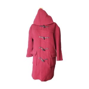Burberry  Wool Red Duffle Coat Jacket - Hooded Wom